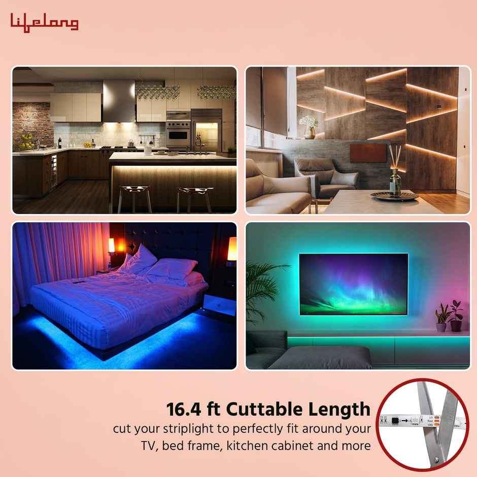 Lifelong Smart LED Strip Lights 5M (16.4 Feet) Works with Alexa & Google| IP65 Waterproof (LLESL5M)