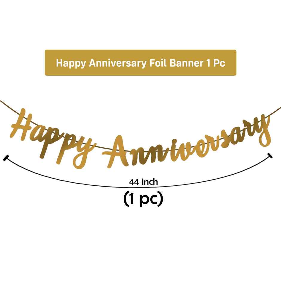 Party Propz Happy Anniversary Foil Banner Golden