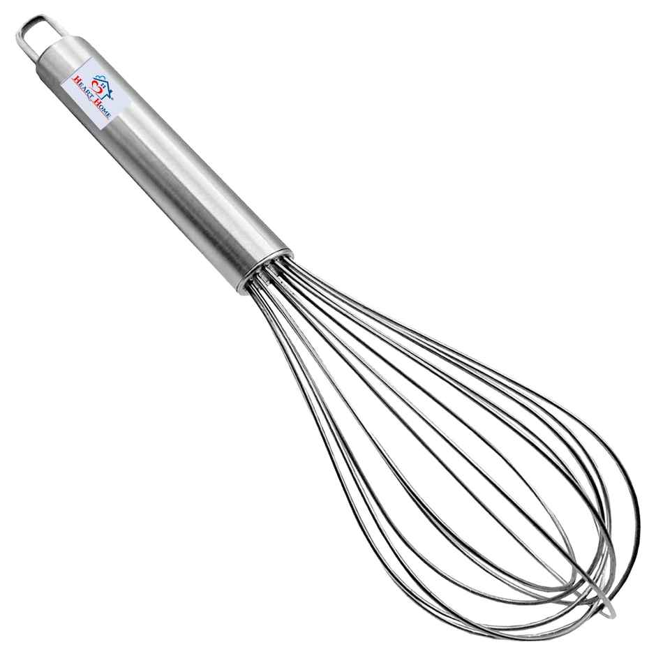 Heart Home Stainless Steel Balloon Shape Wire Whisk/Egg Beater for Blending, Whisking,20cm | Silver