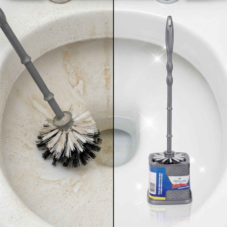 Proclean Round Toilet Brush with Square Holder Stand | Colour May Vary