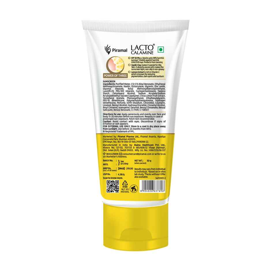 Lacto Calamine Daily Sunshield Matte Look Sunscreen SPF 50 PA +++