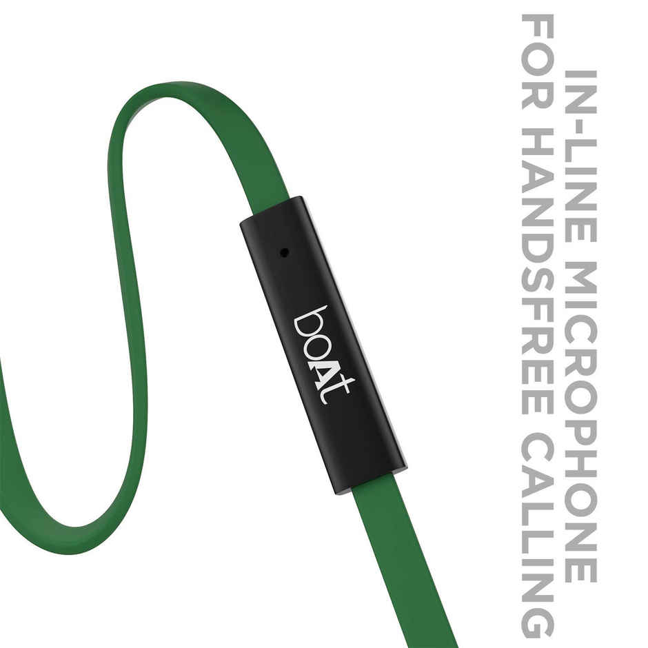 boAt Bassheads 180 in ear Earphones w/ Super Extra Bass, One Button Mic(Forest Green)