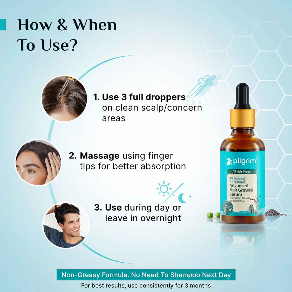 Pilgrim Advanced Hair Growth Serum with Redensyl & Anagain Reduces Hair Fall & Boosts Hair Growth