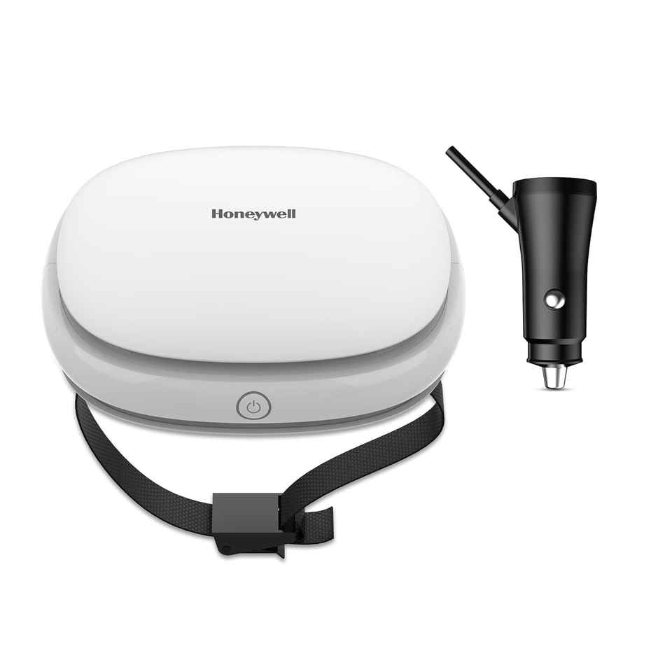 Honeywell Move Pure3 8Watt Car Air Purifier, Hepa filter & Formaldehyde which removes 99.9% dust & smoke, with 3xUSB ports - White