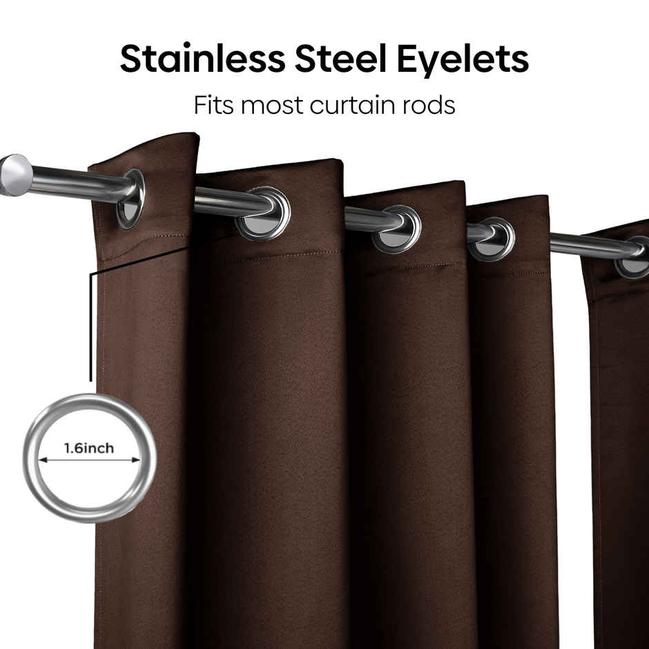 Haus & Kinder Polyester Blackout Solid Essential Drape Window Curtain Mocha