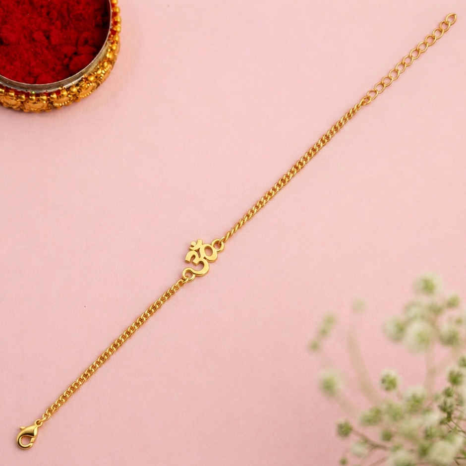 Bracelet Rakhi | Gold Tone Om | Religious | Pack of 1 | Voylla