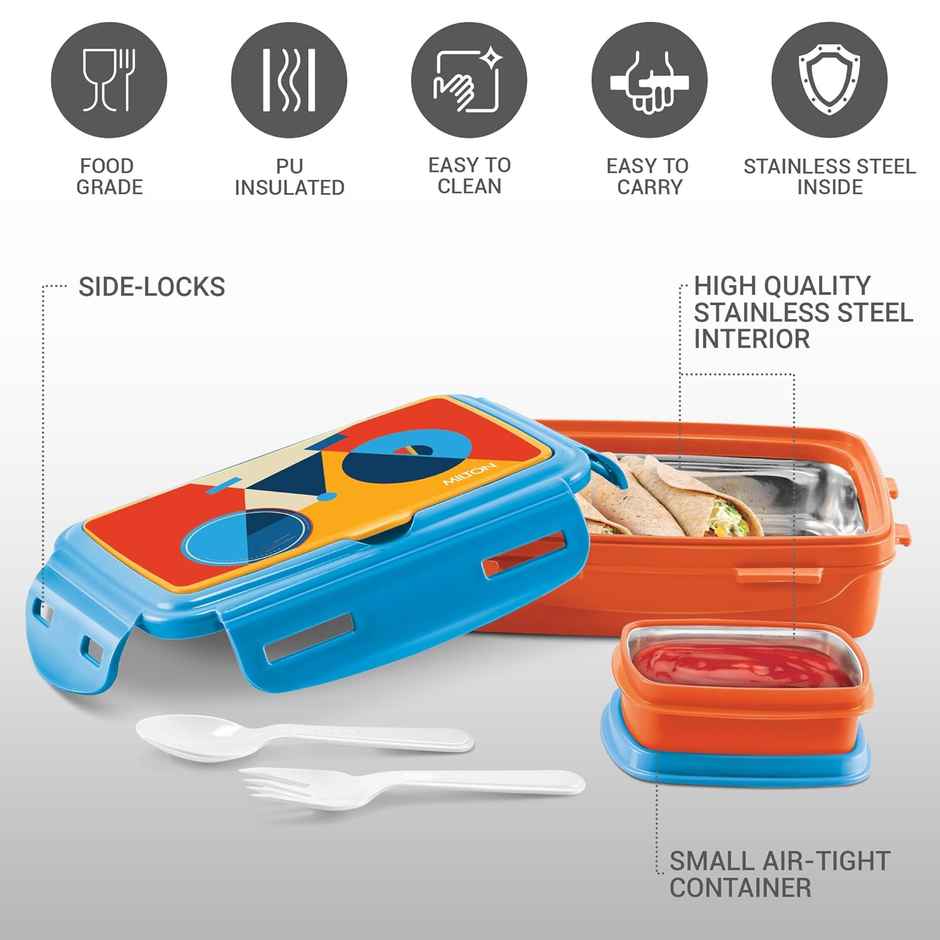 Milton Flavour Small Inner Stainless Steel Tiffin Box | 400 ml | Orange