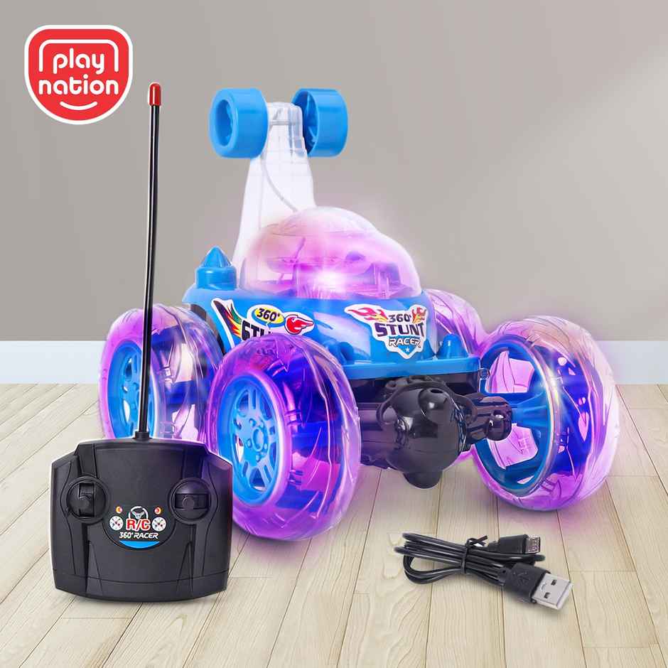 PlayNation Remote Control 360 Degree Twisting Stunt Car Scale Ratio 1:24 - Blue