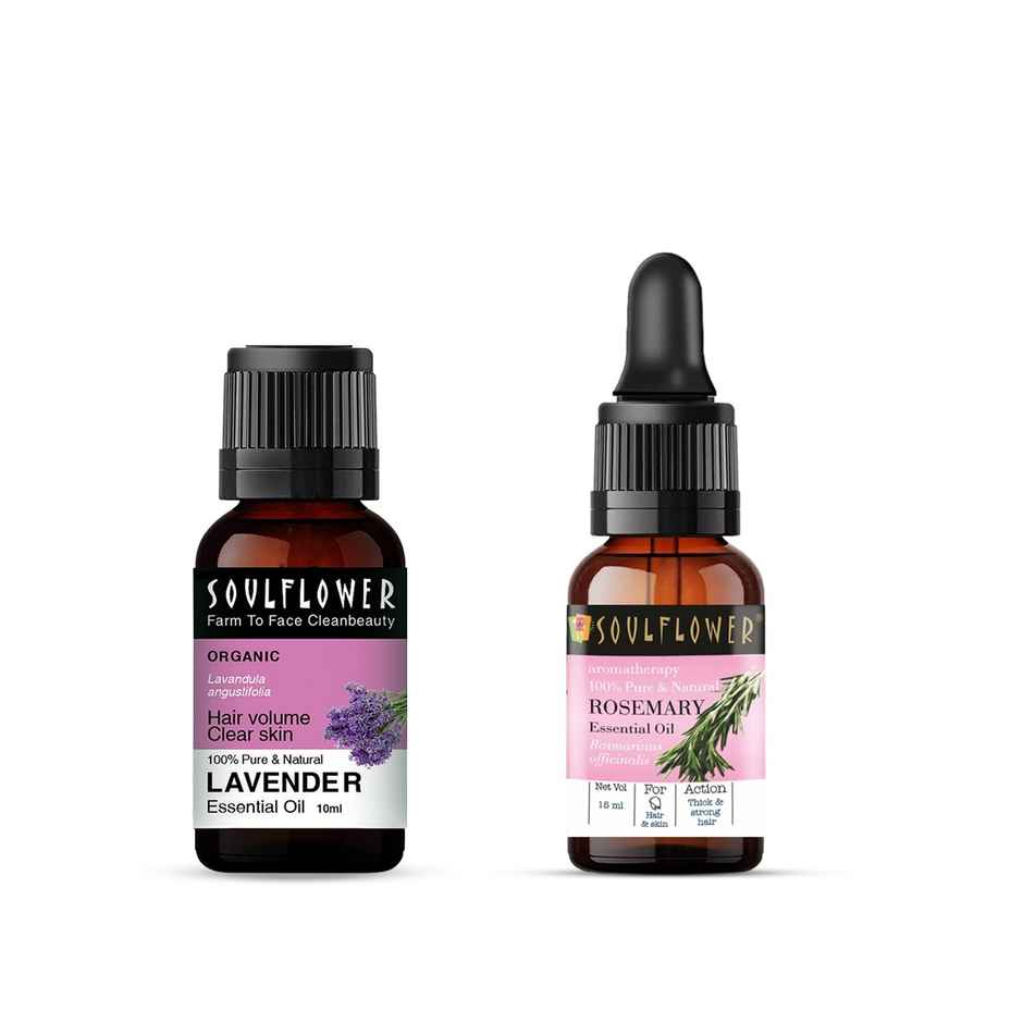 Soulflower Rosemary Essential Oil(15ml) & Soulflower Lavender Essential Oil(15ml) Combo