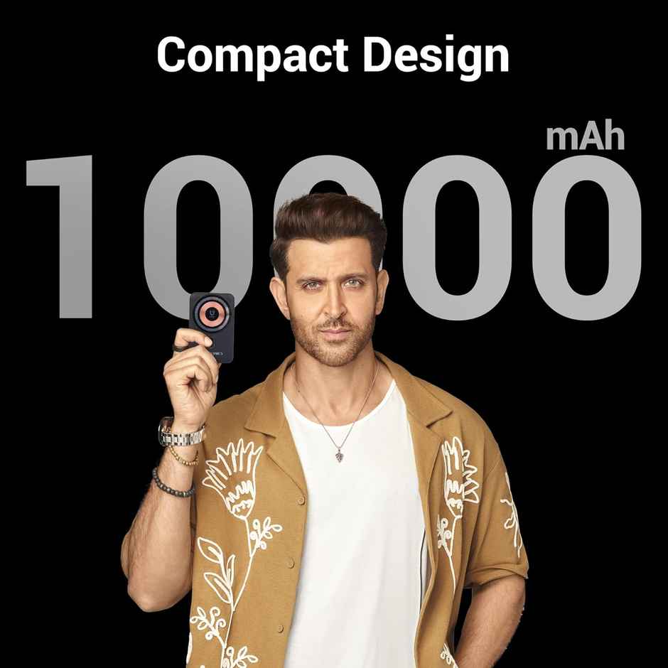 ZEBRONICS MW62 Wireless Power Bank, 10000 mAh, Rapid Charge, Built-in Wireless Charging Pad, Outputs - 22W Wired | 15W Wireless, Type C I/O | USB Output, Built-in Foldable Stand, Made In India - Black