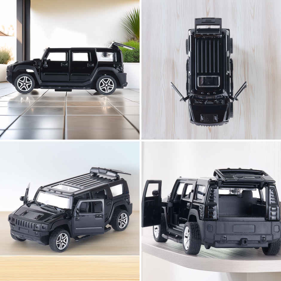 Race n Roll Premium Die-Cast Car | 3-Way Opening | Pull-Back Action | Humm Black