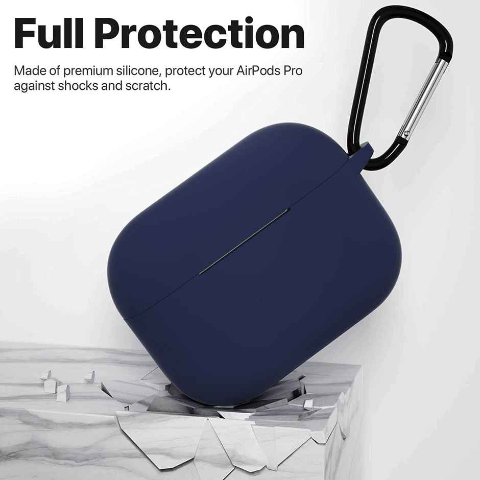 Sounce AirPods Pro Case cover with Carabiner | Shockproof | Wireless Charging, Blue