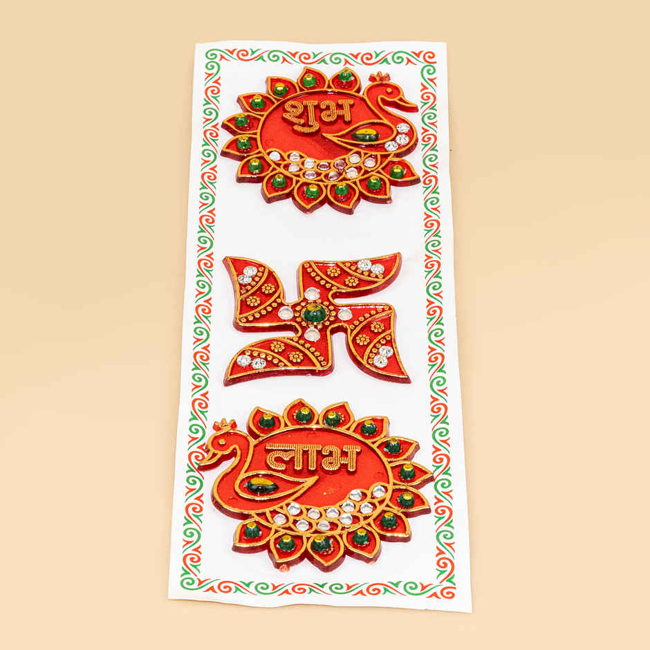 Peacock Shubh labh Swastik Sticker Diacraft | Pichai