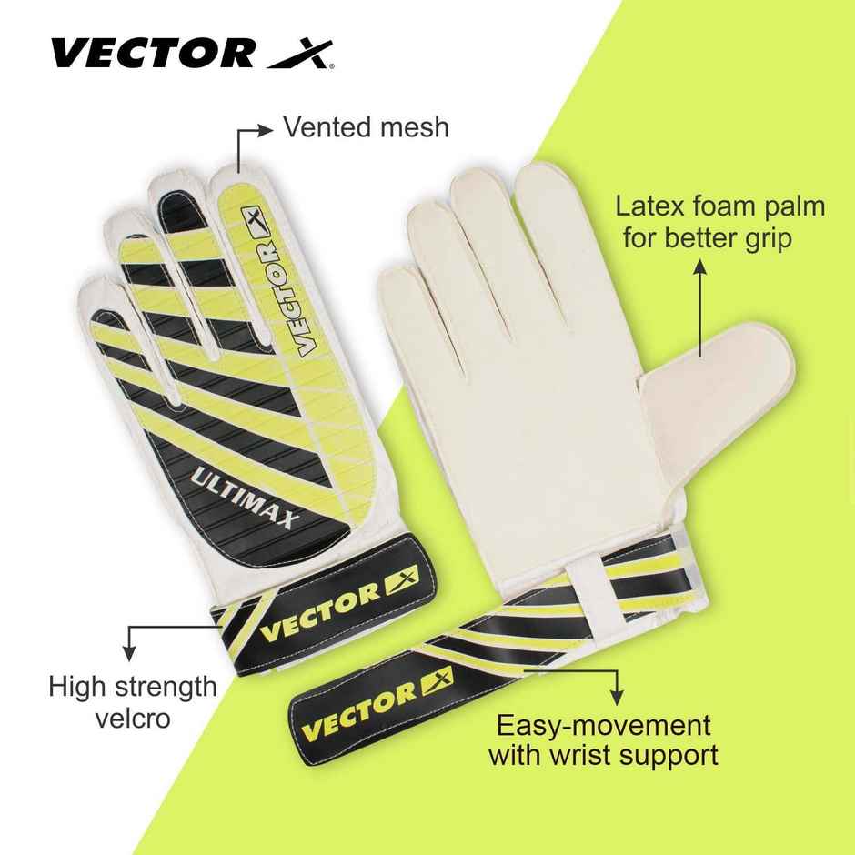 Vector X Ultimax Goalkeeper Gloves | Finger Saves & Grip| Youth | Adult | Multicolor | Size - 10