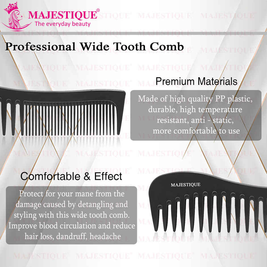 Majestique Professional 7.4 Inch Big Anti-Static Comb | Suitable for All Hair Types | Black