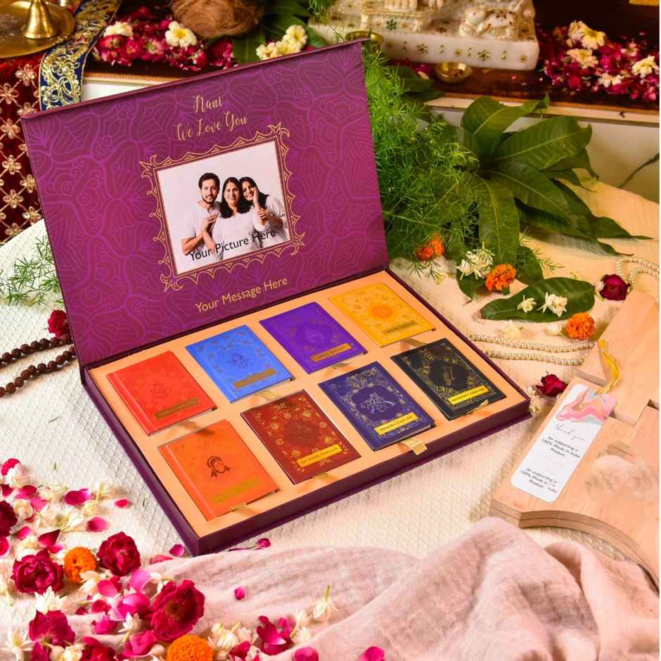 Servdharm Asht Chalisa - Purple Color | Premium Chalisas | Gift Set For Indian Occasions|Set Of 8