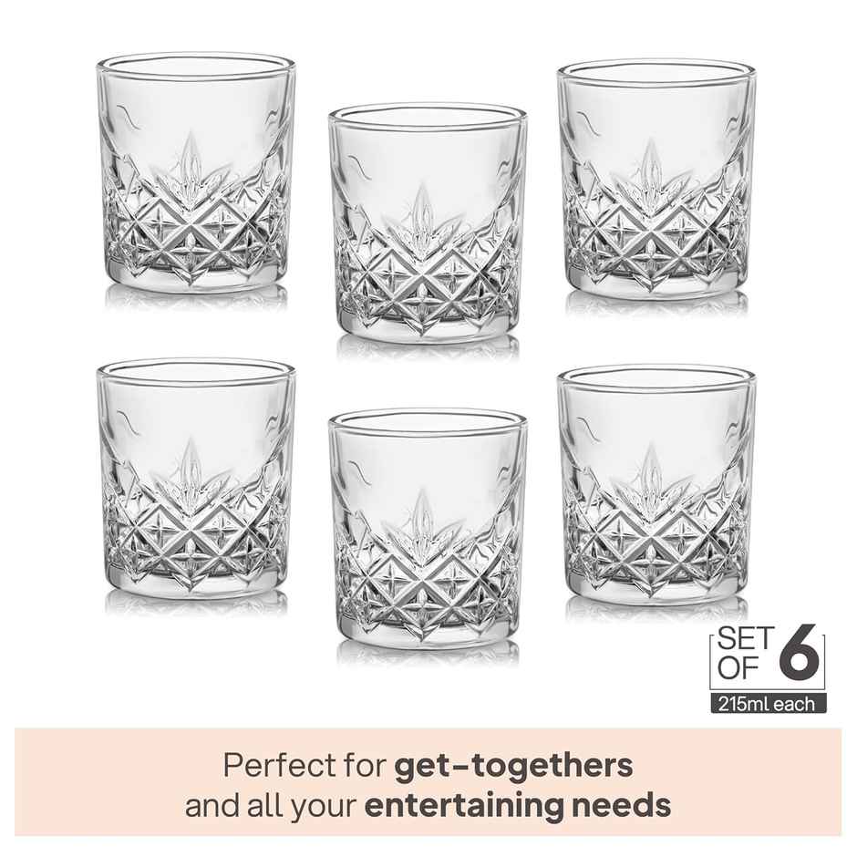 Cello Classix Glass Tumblers | Durable, Stylish, Perfect For Daily Use | Clear - 215 ml