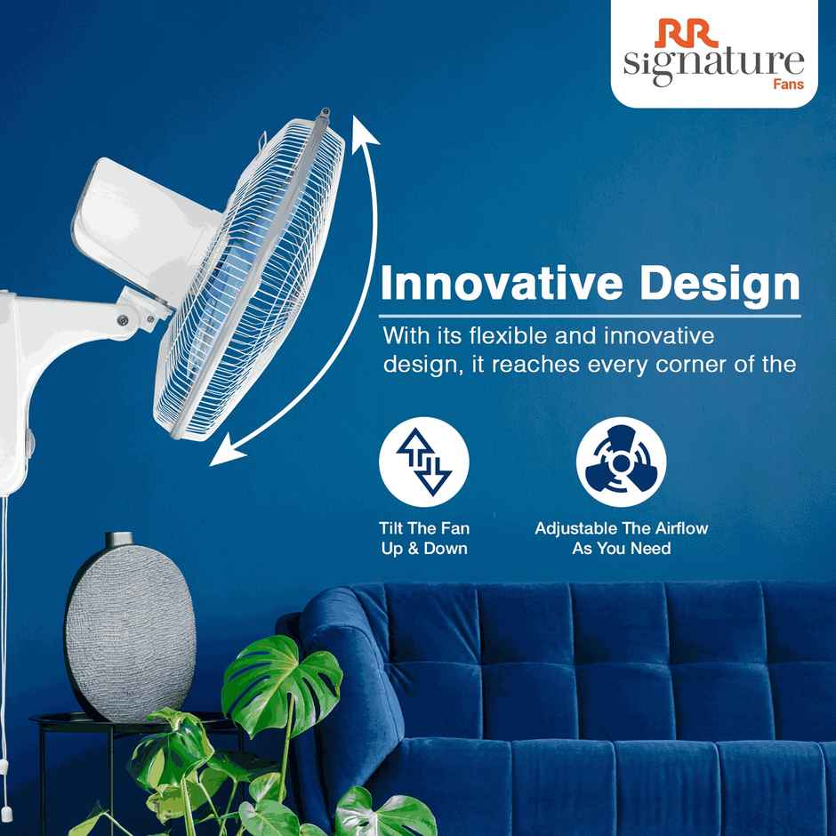 RR Signature Zello Wall Fan, 400mm, Normal Speed, White & Blue