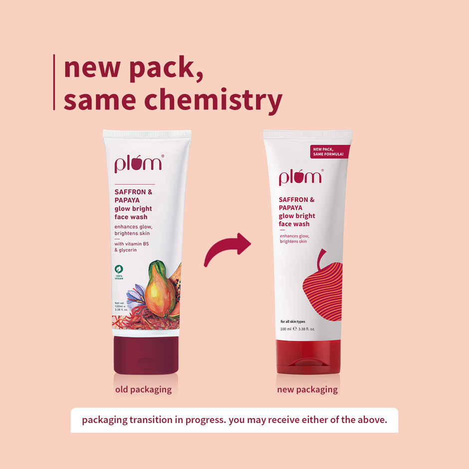 Plum Saffron & Papaya Glow Bright Face Wash 100% Vegan