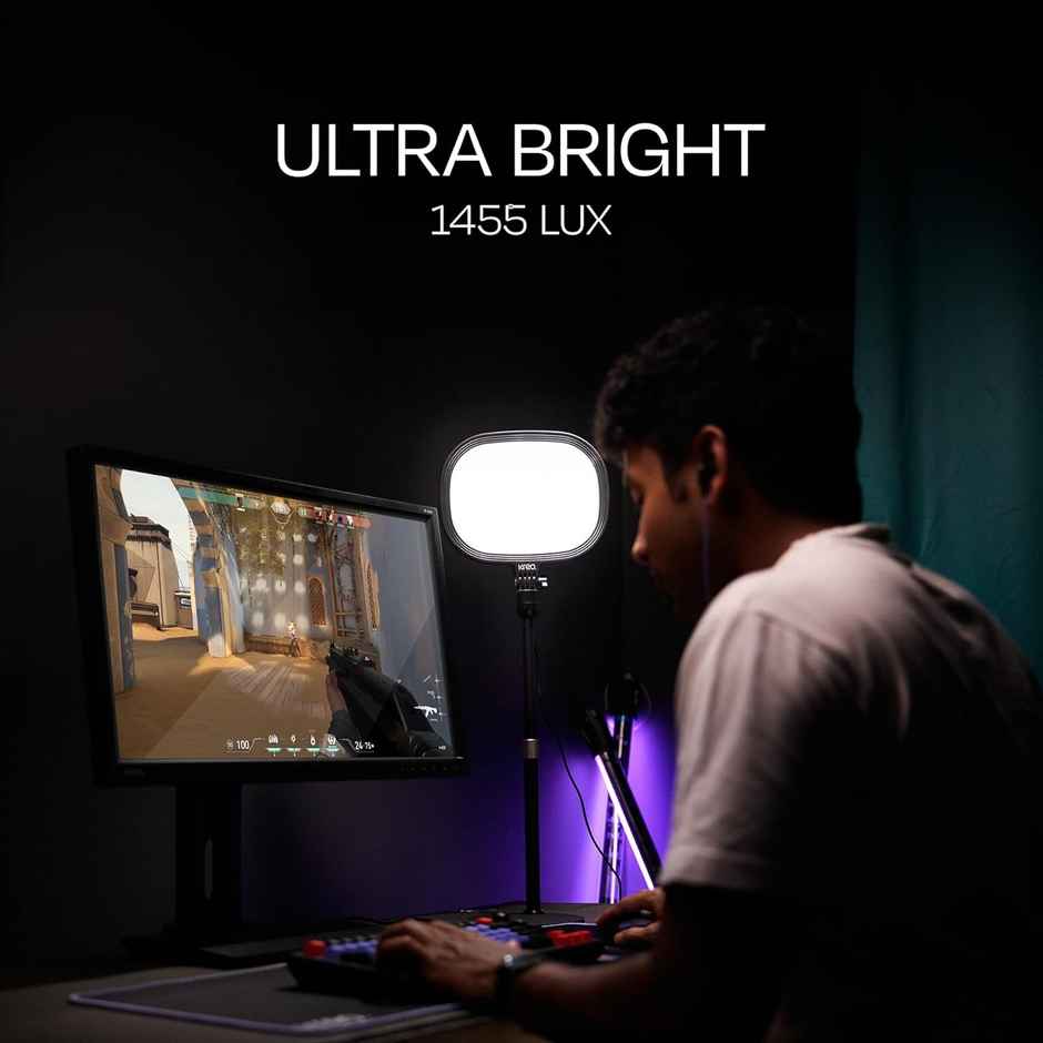 Kreo Slab Light Video Light Adjustable Photography Fill Light Five Color Temperatures 3200K-5600K Adjustable Brightness 1455 Lumens 120 Light Beads CRI 95+ with Extendable Light Stand for Video