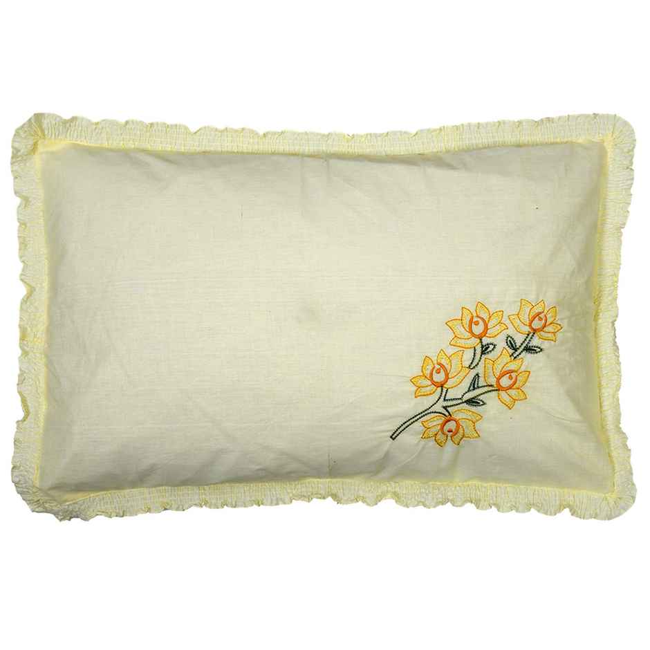 Kuber Industries 17"x27" 2 Pieces 200 TC Embroidered Cotton Pillow Cover Set | Cream
