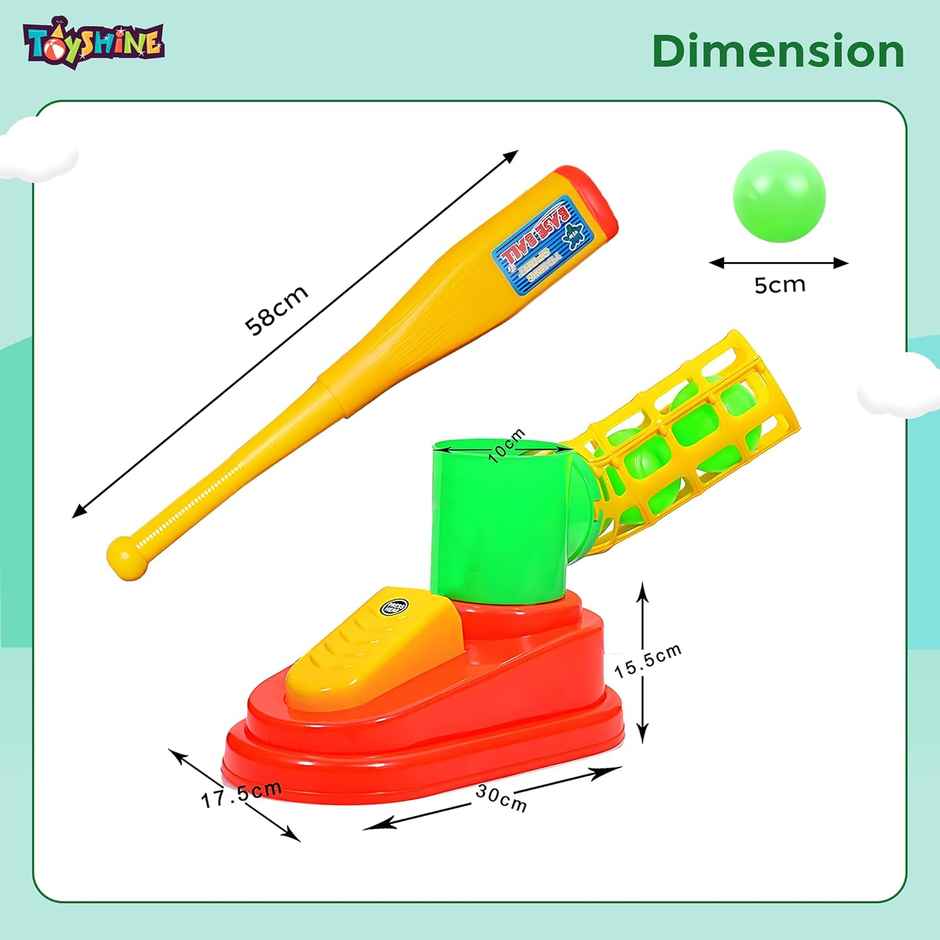 Toyshine Automatic Plastic Pitcher Game Set with Bat and 3 Balls - Assorted