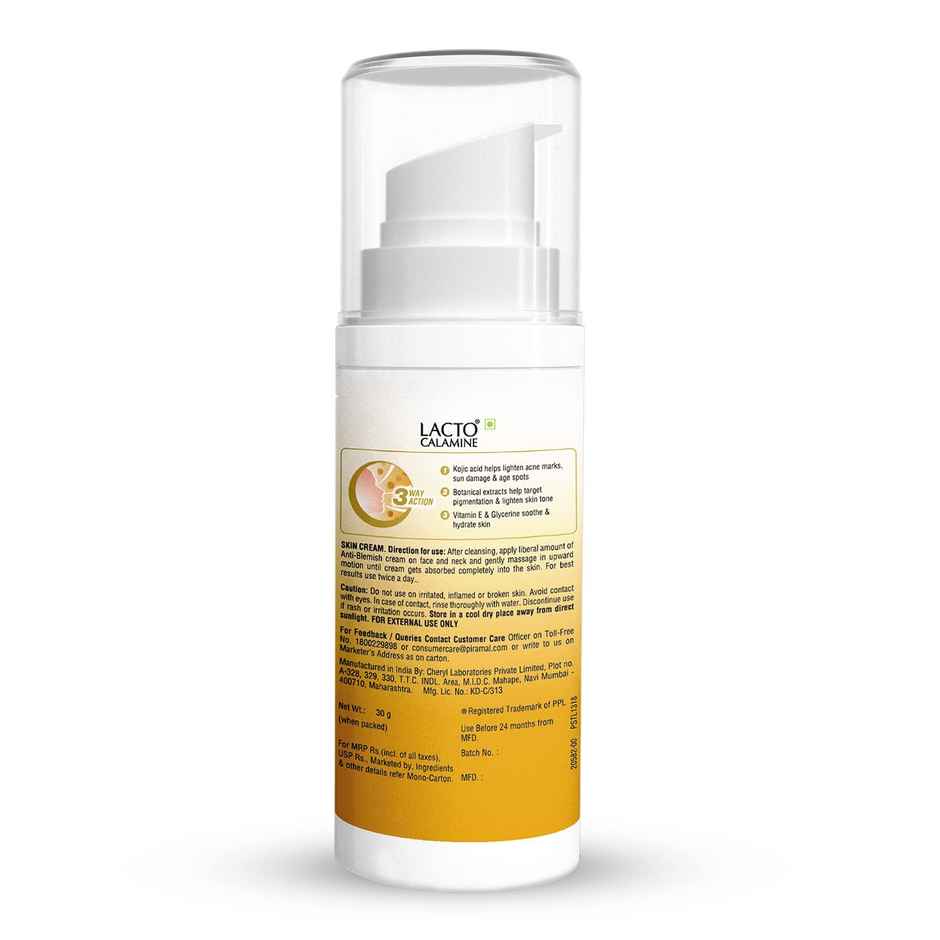 Lacto Calamine Anti Blemish Cream For Pigmentation & Blemish Removal & Brighten Skin Tone