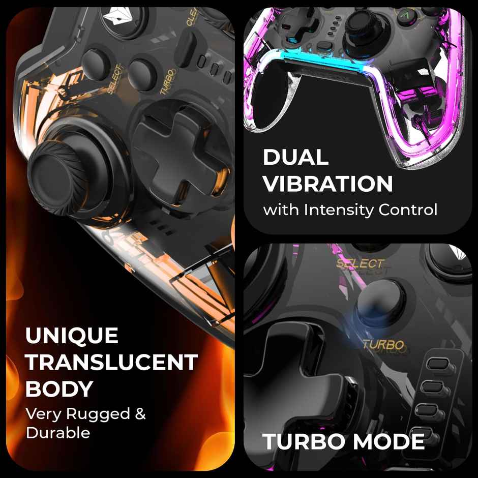 EvoFox Elite X RGB Wired Gamepad for PC - Transparent