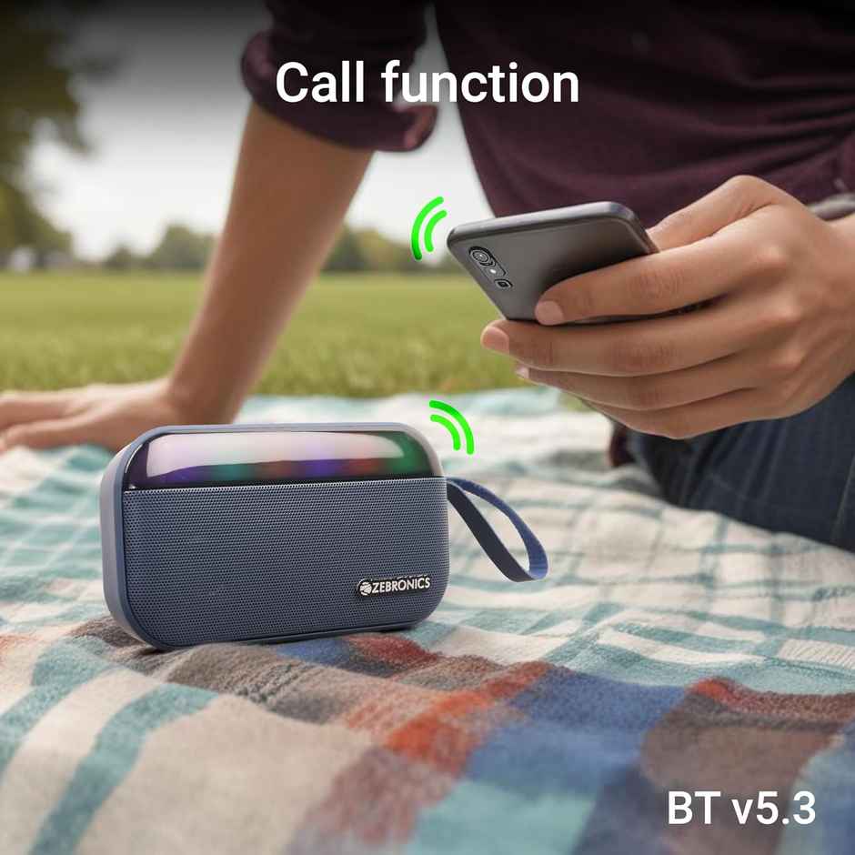 Zebronics County 7 BT Speaker | 8W | 15 Hours Playback | Passive Radiator | Blue