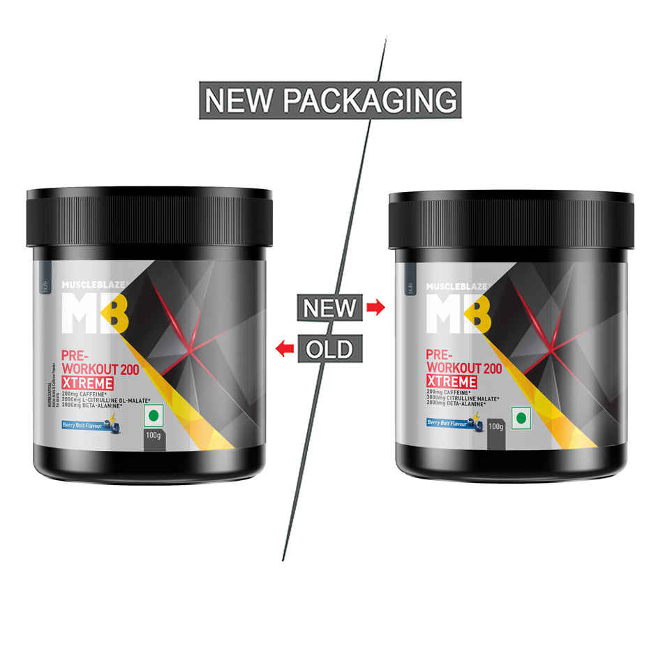 MuscleBlaze Pre Workout 200 Xtreme (Berry Bolt, 15 Servings)