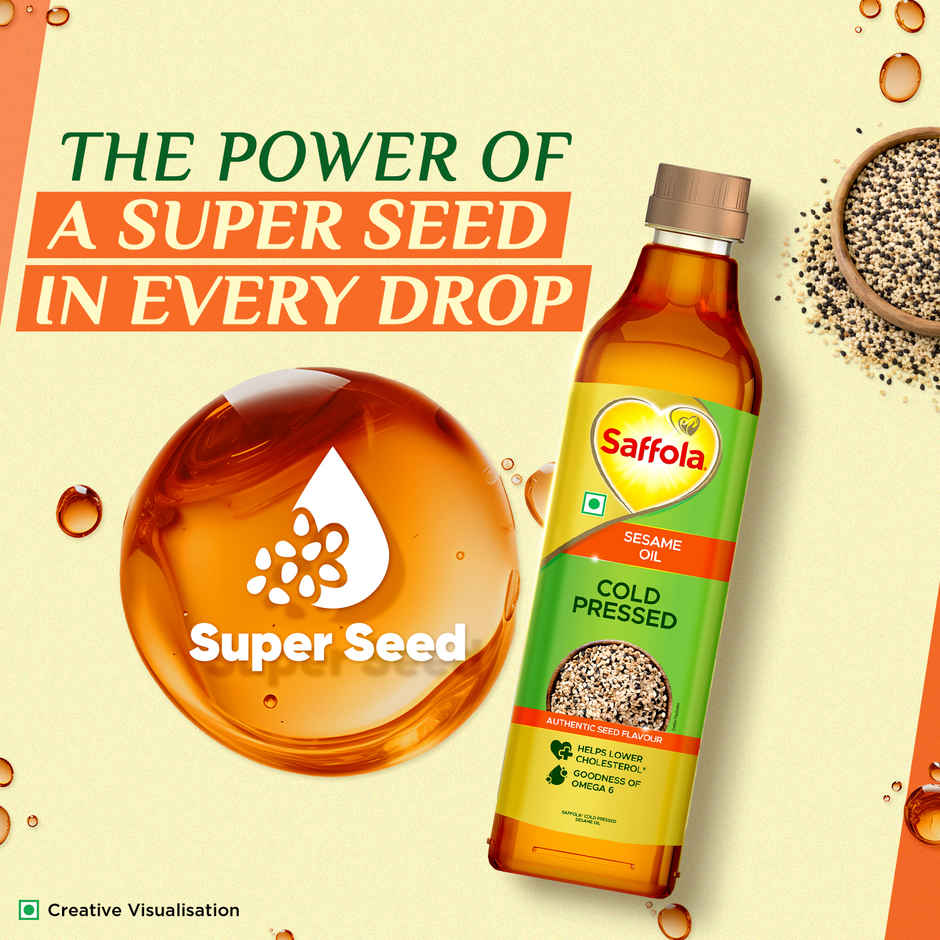 Saffola Sesame (Til-Gingelly) Seed Cold Pressed Oil | Helps Lower Cholesterol