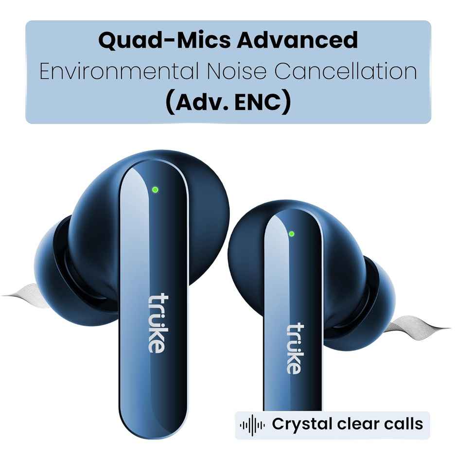 truke Buds F1 Ultra Truly Wireless Bluetooth Earbuds with 60H Battery, Spatial Audio - Blue