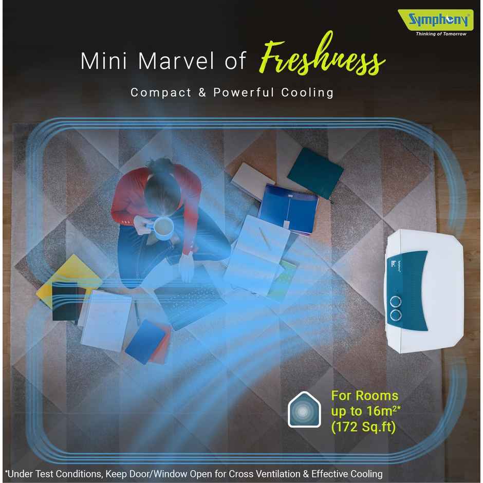 Symphony 27 L Room/Personal Air Cooler White, Blue, Ice Cube 27