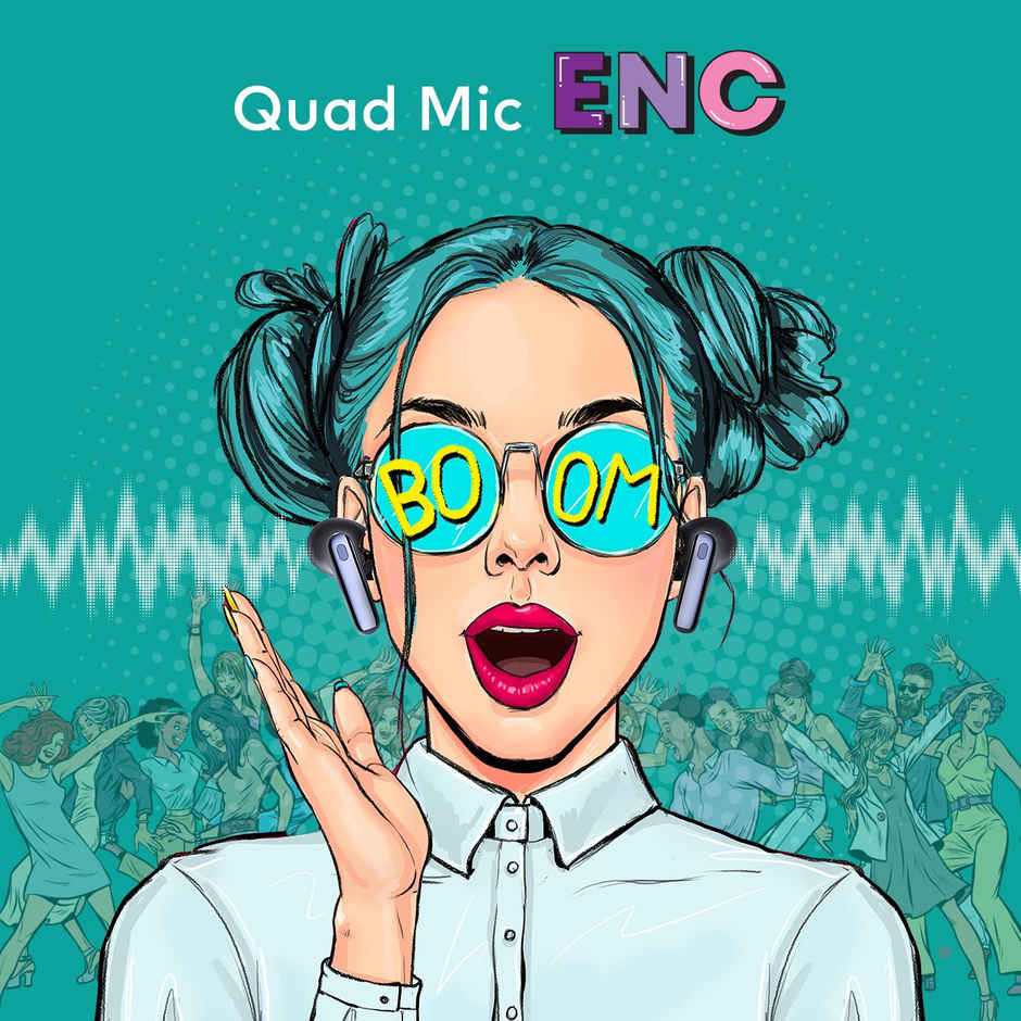 itel T11Pro Earbuds - 360 Super Bass, 42Hr Playback, Quad Mic Noise-Free Calls,(Aurora Blue)