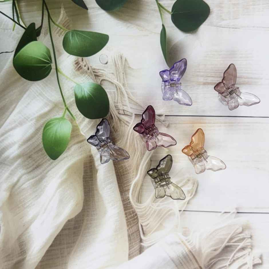 The Opal Factory Hair Accessories | Small Butterfly Claw Clips for Girls | Set of 6 | Small