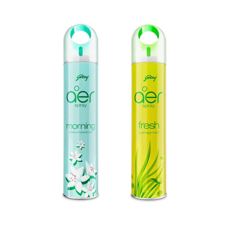 Godrej Aer Room Freshener Spray - Morning Misty Meadows(220ml) & Godrej Aer Room Freshener Spray - Fresh Lush Green(240ml) Combo