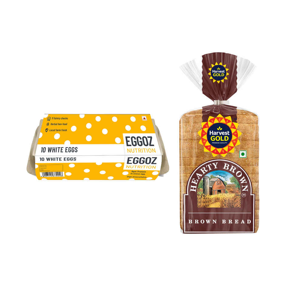 Eggoz Nutrition White Egg(10pc) & Harvest Gold White Bread(400gms) Combo