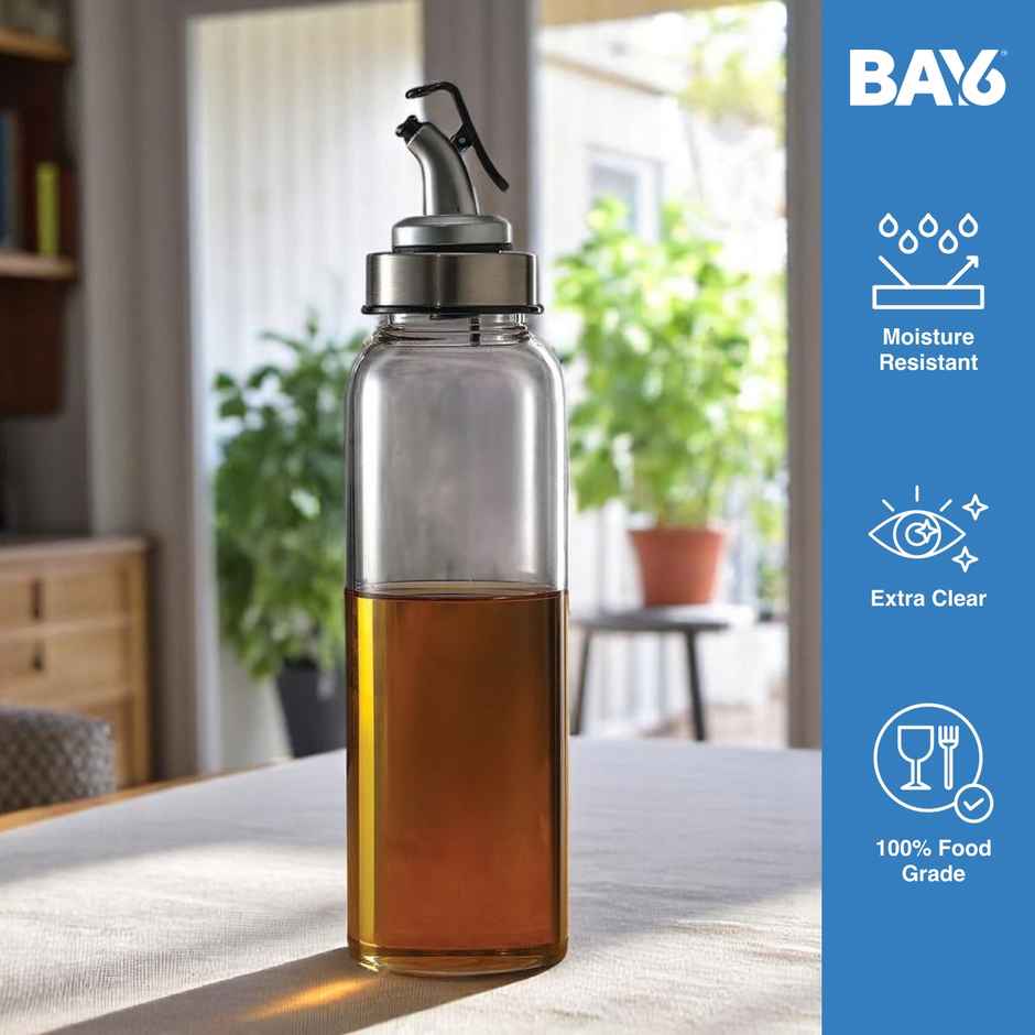 BAY6 Premium Imported Borosilicate Glass Oil and Vinegar Bottle - 500 ml