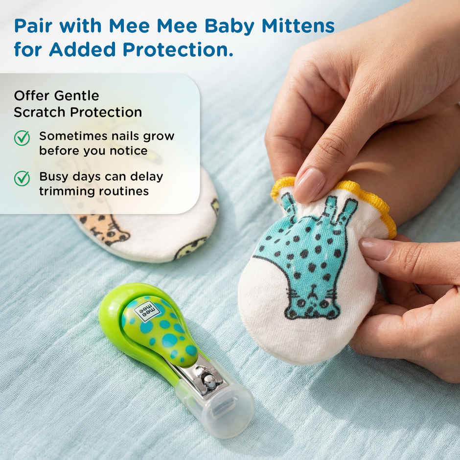 Mee Mee Protective Baby Nail Clipper/Cutter with Skin Guard (Green)