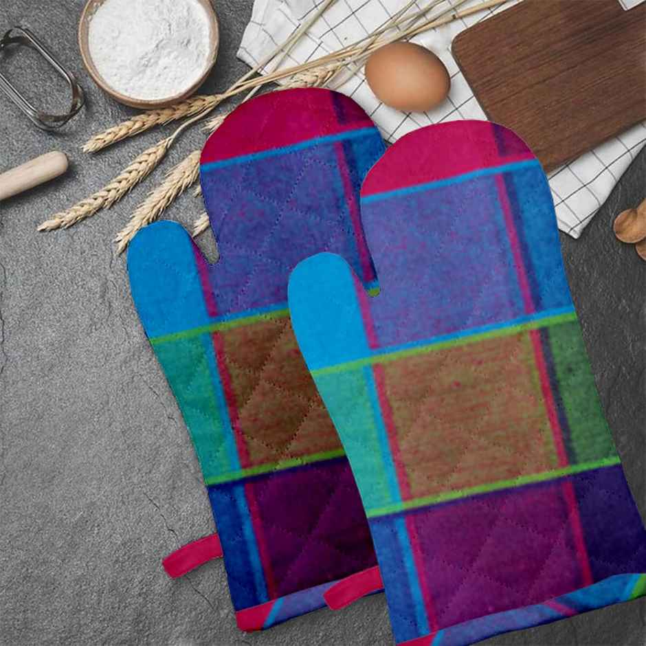 Lushomes Oven Mitts - Green Check | Heat Resistant | 6 x 13 inch