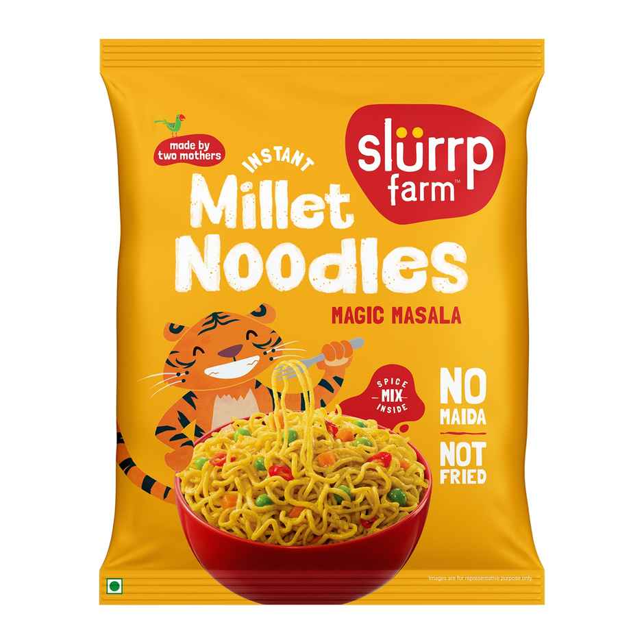 Slurrp Farm No Maida Instant Millet Noodles - Magic Masala Not Fried Millet Noodles | Pack Of 4