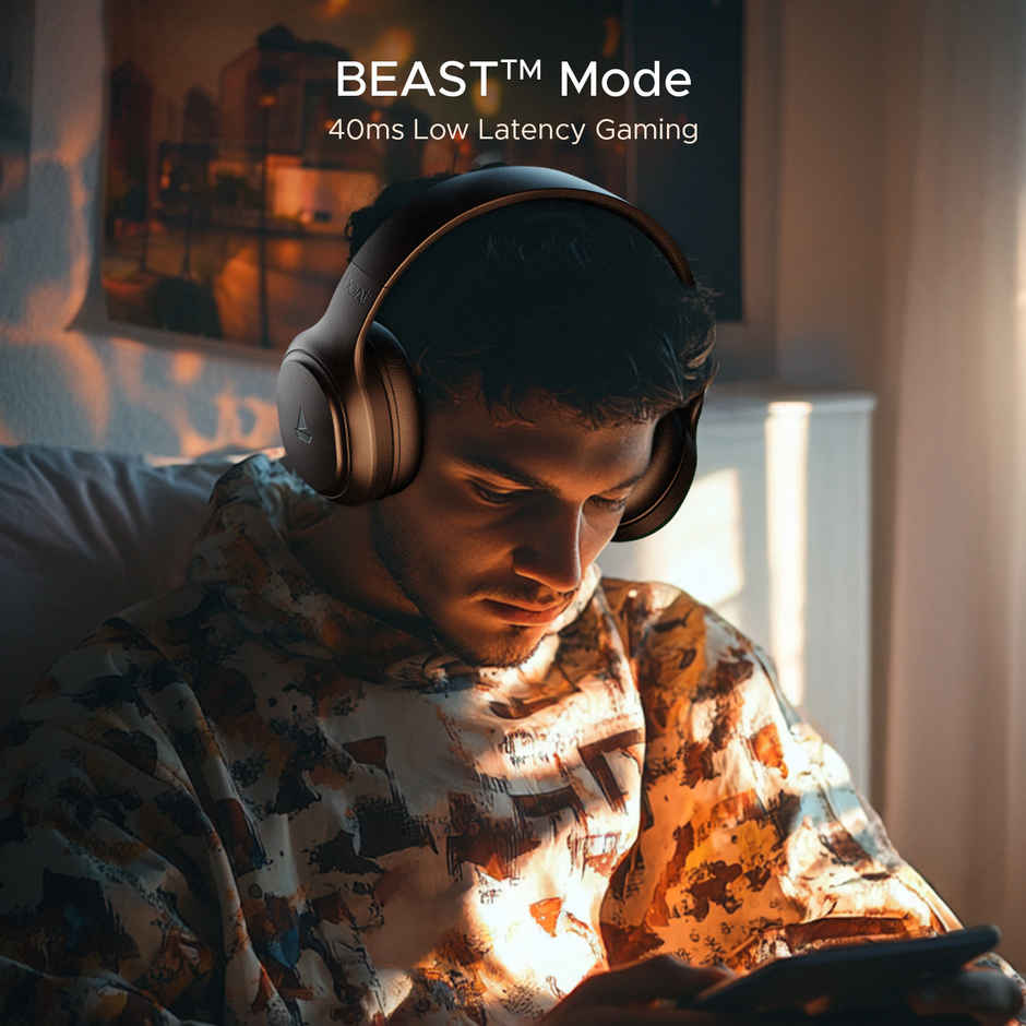 boAt Rockerz 430 BT Headphones w/ 40mm Drivers, 40H Playtime, Voice Assistant & BTv5.4 (Black Sabre)
