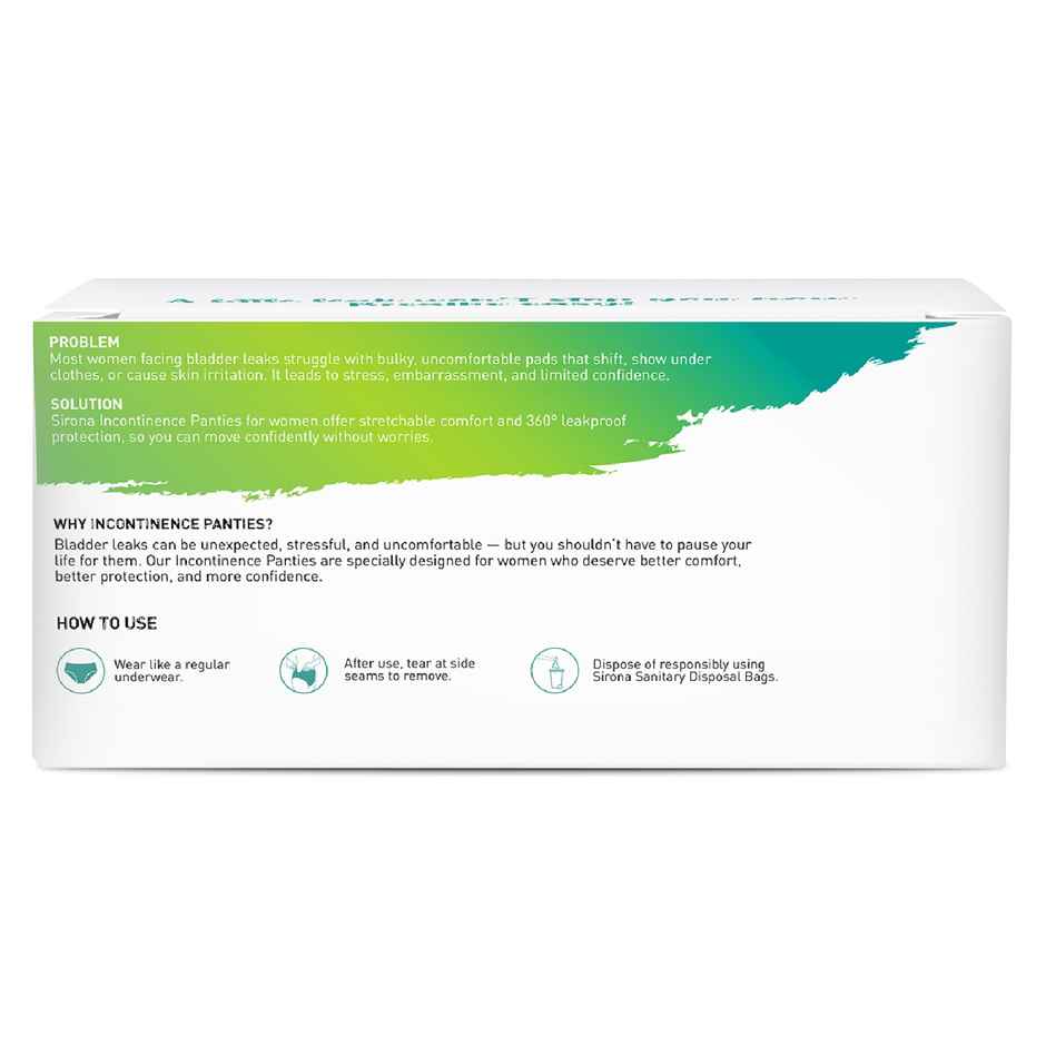 Sirona Incontinence Panties for Women | M-L (28-36 Inches) | Leak-proof & Discreet | Hypoallergenic
