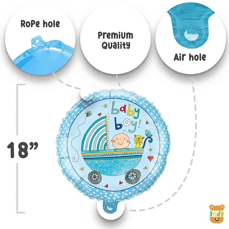 Just Party Balloons Combo For Boy - Baby Boy Welcome, Blue Star, Little Prince Welcome Balloon