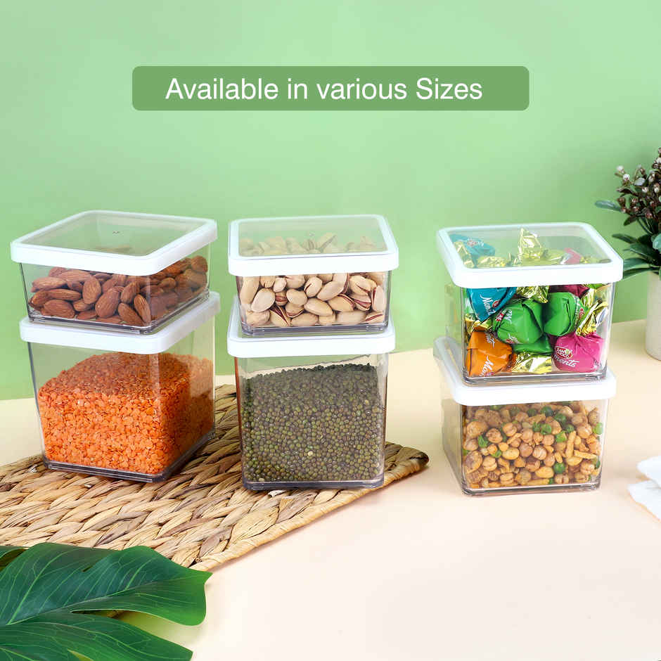 Nayasa Nicola Container Set | Airtight & BPA-Free | Clear - 550 ml x 2, 800 ml x 2, and 1050 ml x 2