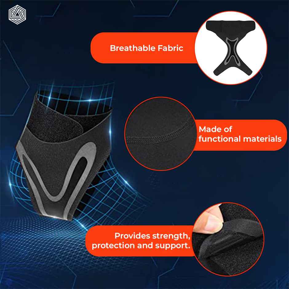 Boldfit Premium Ankle Support Compression Brace For Injuries, Ankle Protection Guard-Black - Right