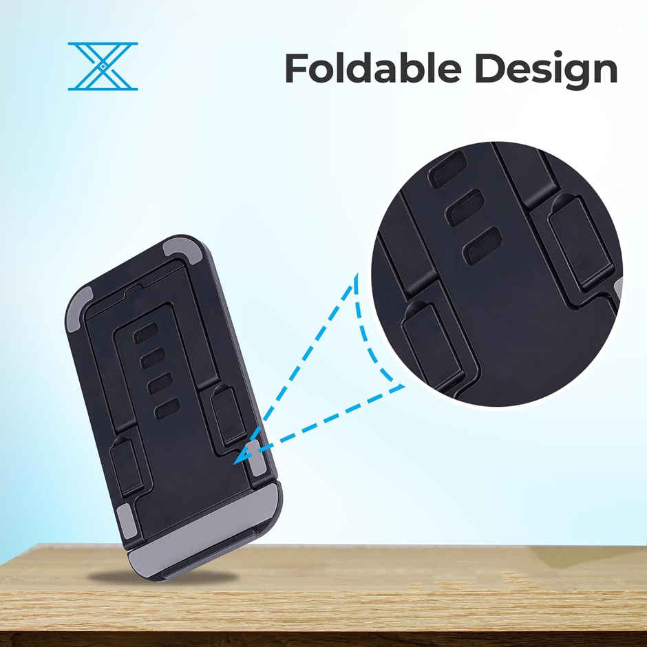 Zebronics MS80 Mobile Holder with Adjustable Height, Anti Skid Base, Matte Finish (Black)