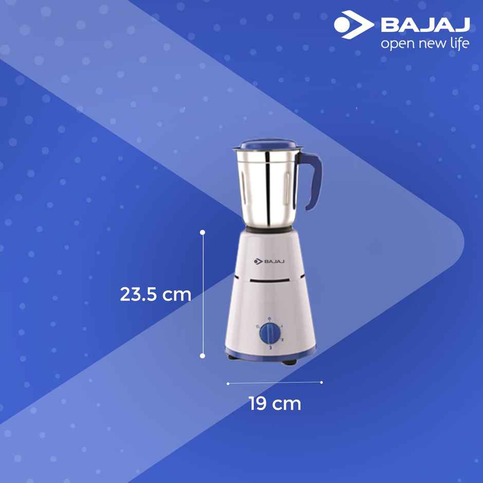 Bajaj Pluto Mixer Grinder | 500 W | 3 Jars - White