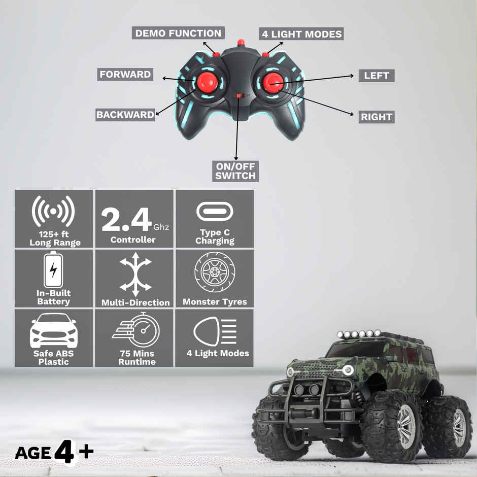 Race N Roll Off Roader Rechargeable Remote Control Monster Truck - For Military