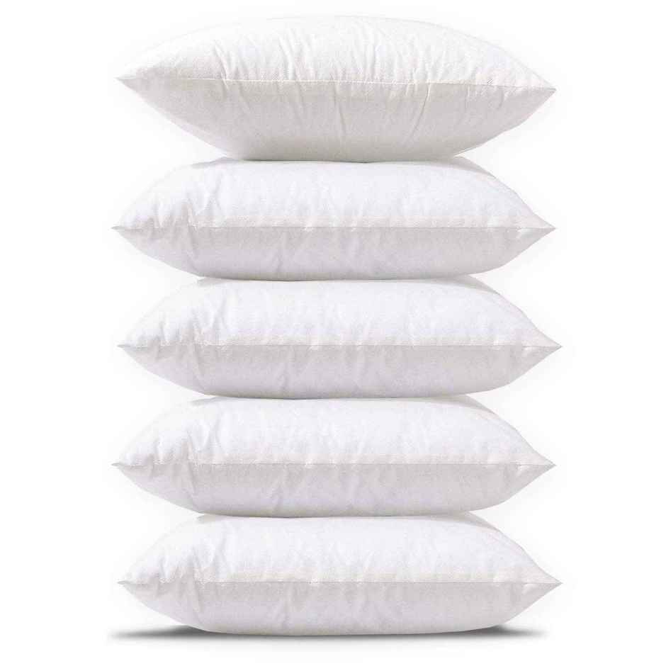 Kuber Industries Set of 5 Soft & Fluffy Sofa Pillow Cushions | Microfiber Filled | 16"x16" | White